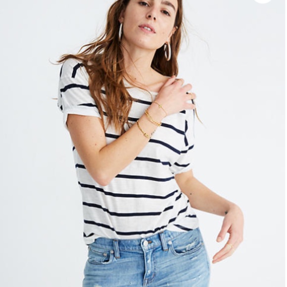 Madewell Tops - Madewell Whisper Striped Crew Neck‎ Tee Size XXS